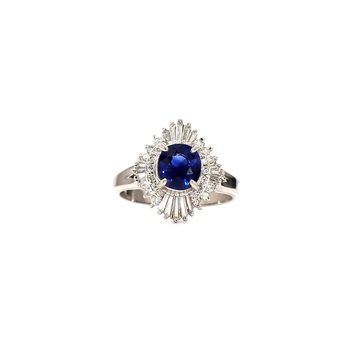 Art Deco Revival: Sapphire and Diamond Sunburst Ring