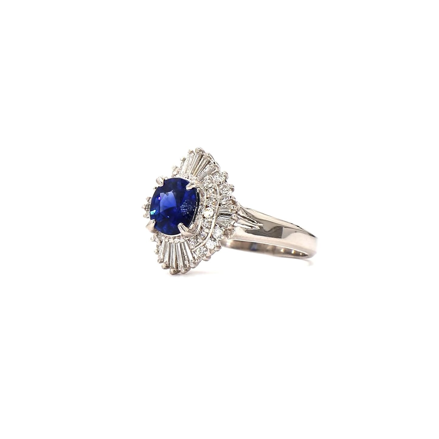 Art Deco Revival: Sapphire and Diamond Sunburst Ring