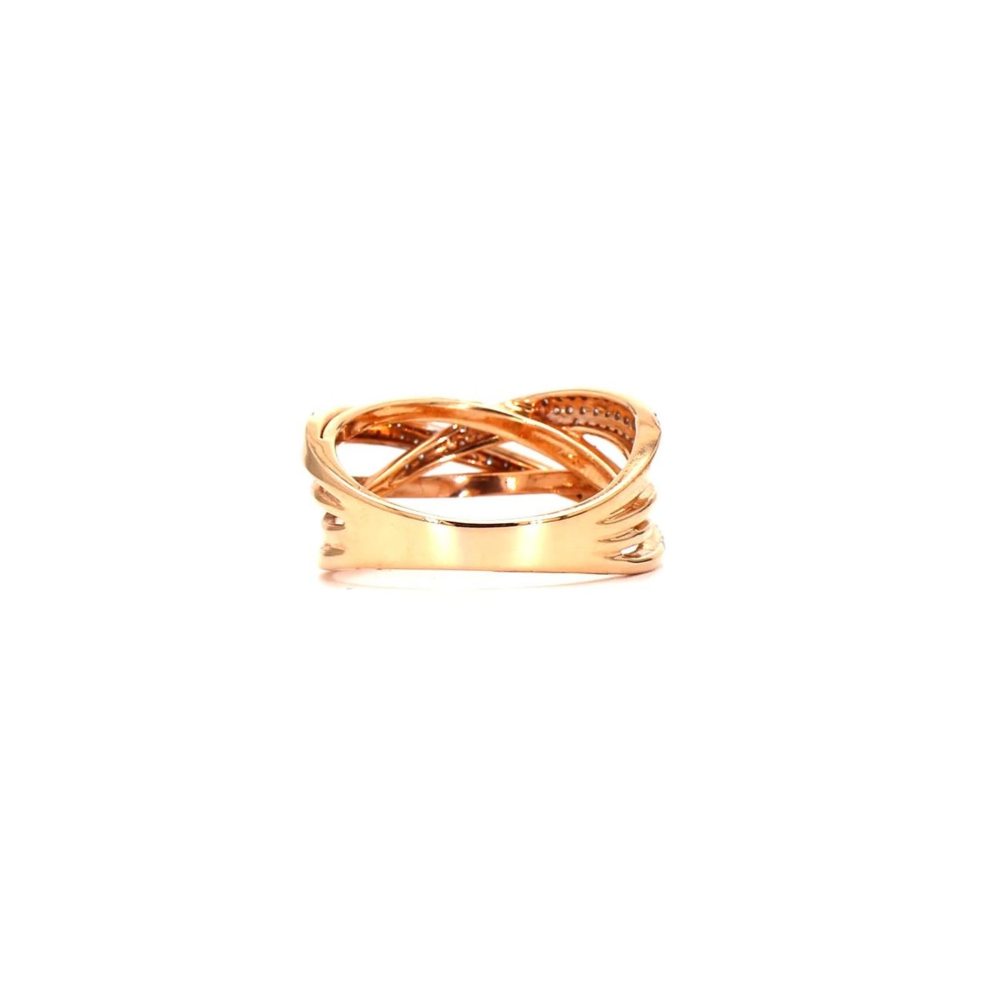Interlaced Radiance: Rose Gold Crisscross Diamond Ring