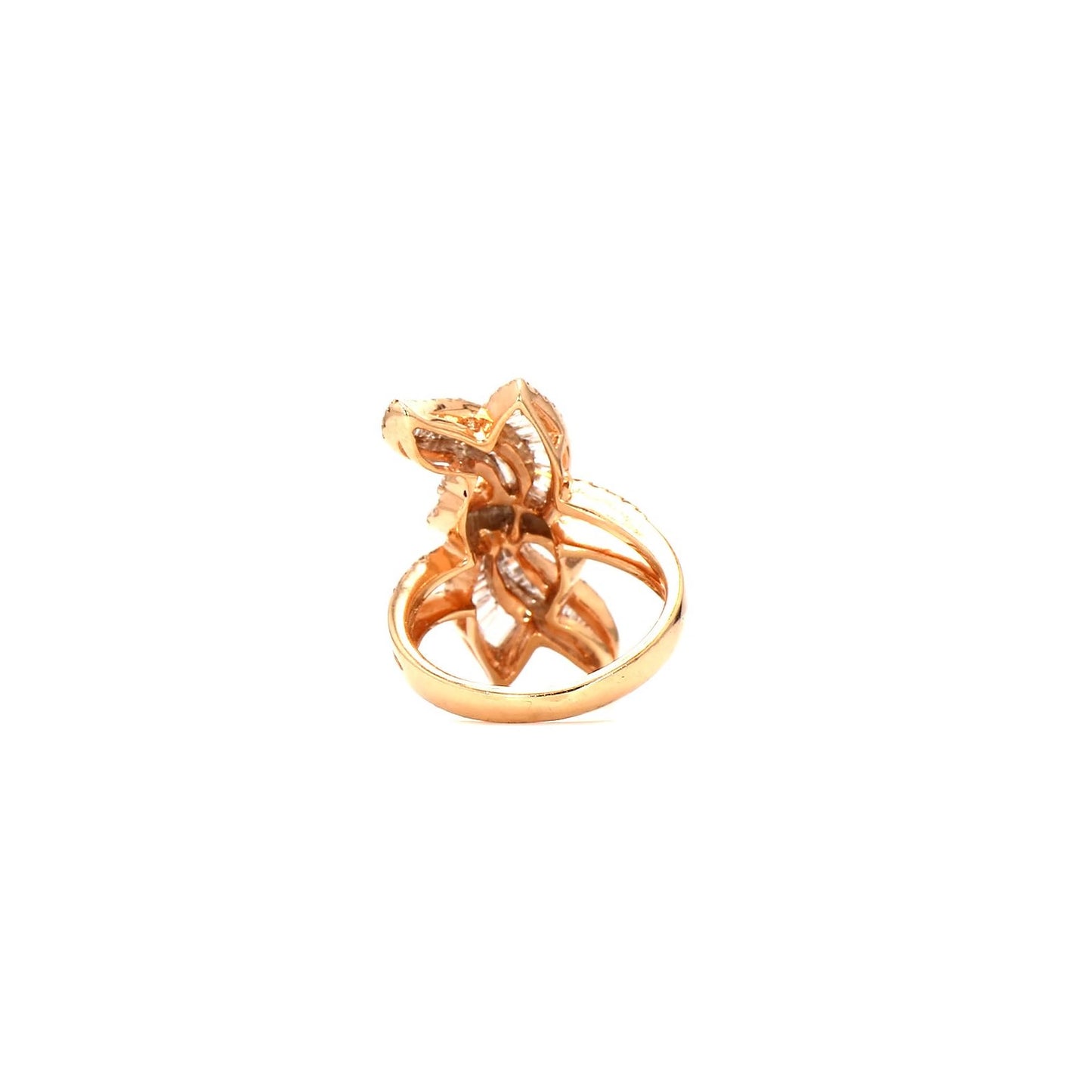 Baguette Brilliance: Modern Floral Cocktail Ring