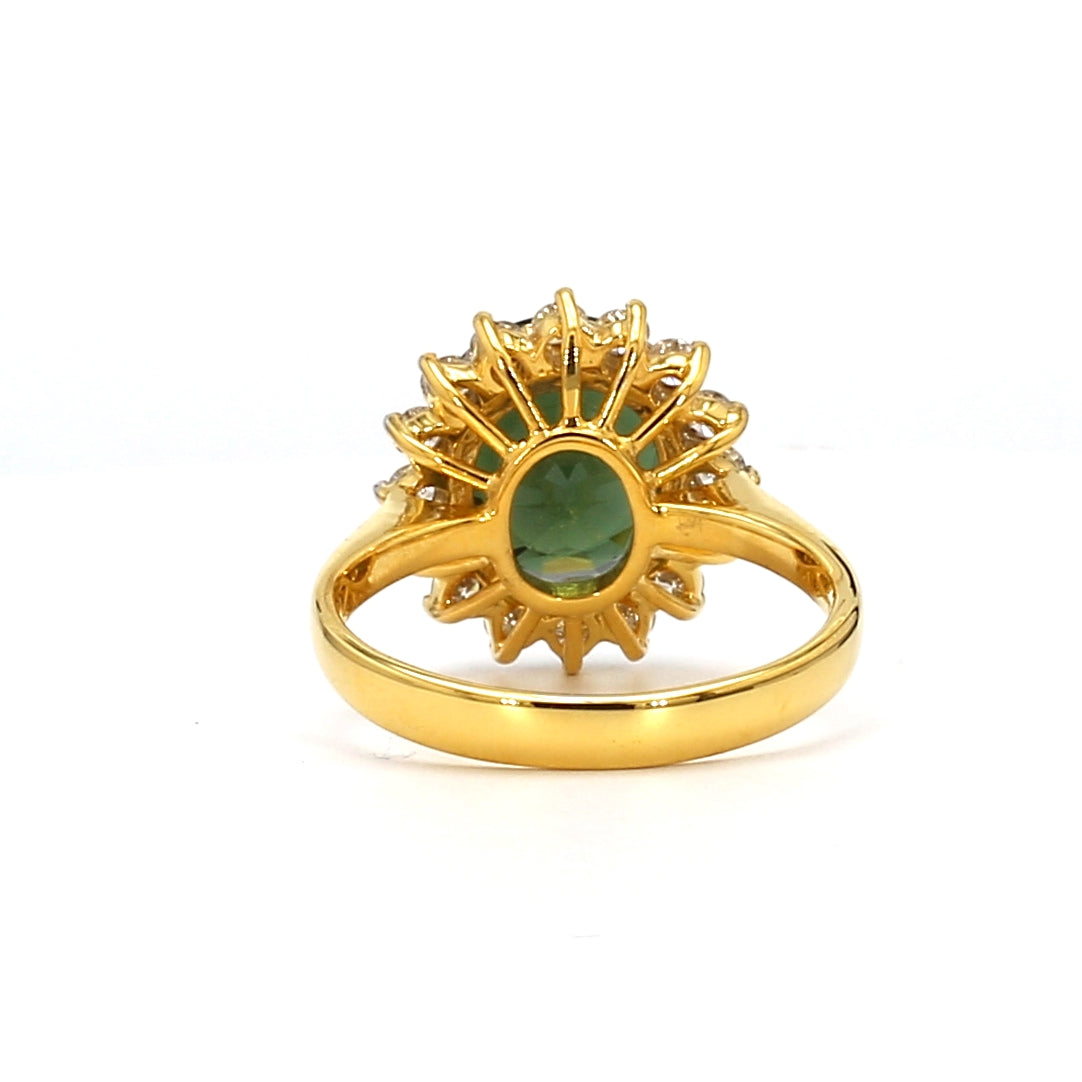 18K Gold Round Tourmaline Ring – Vibrant Color Meets Classic Elegance