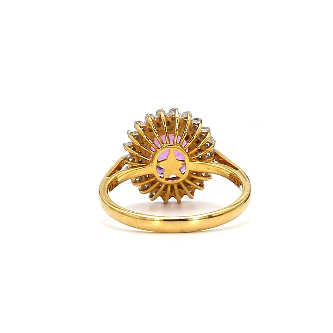 18K Gold Pink Sapphire Ring – Elegant Romance in Blush and Gold