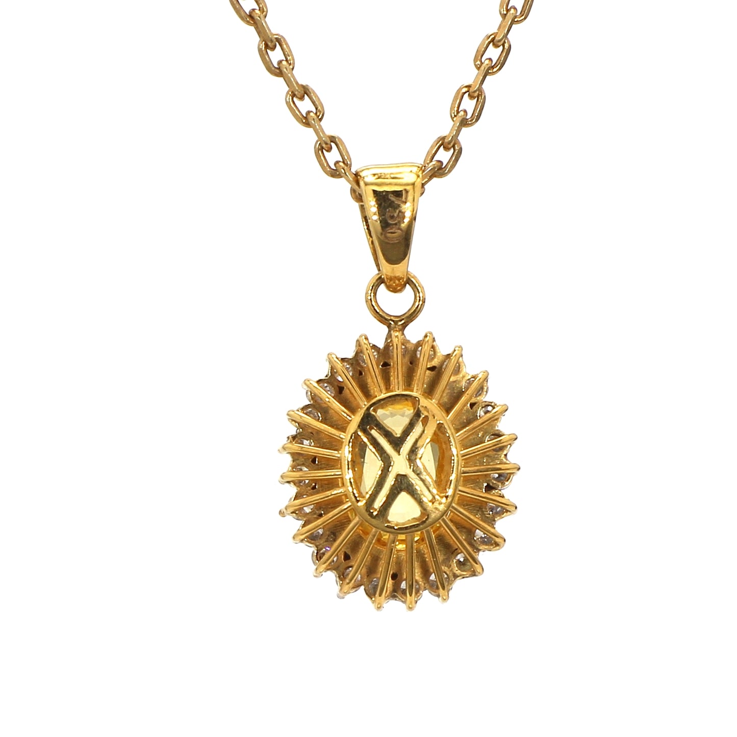 18K Yellow Gold Oval Yellow Sapphire Pendant