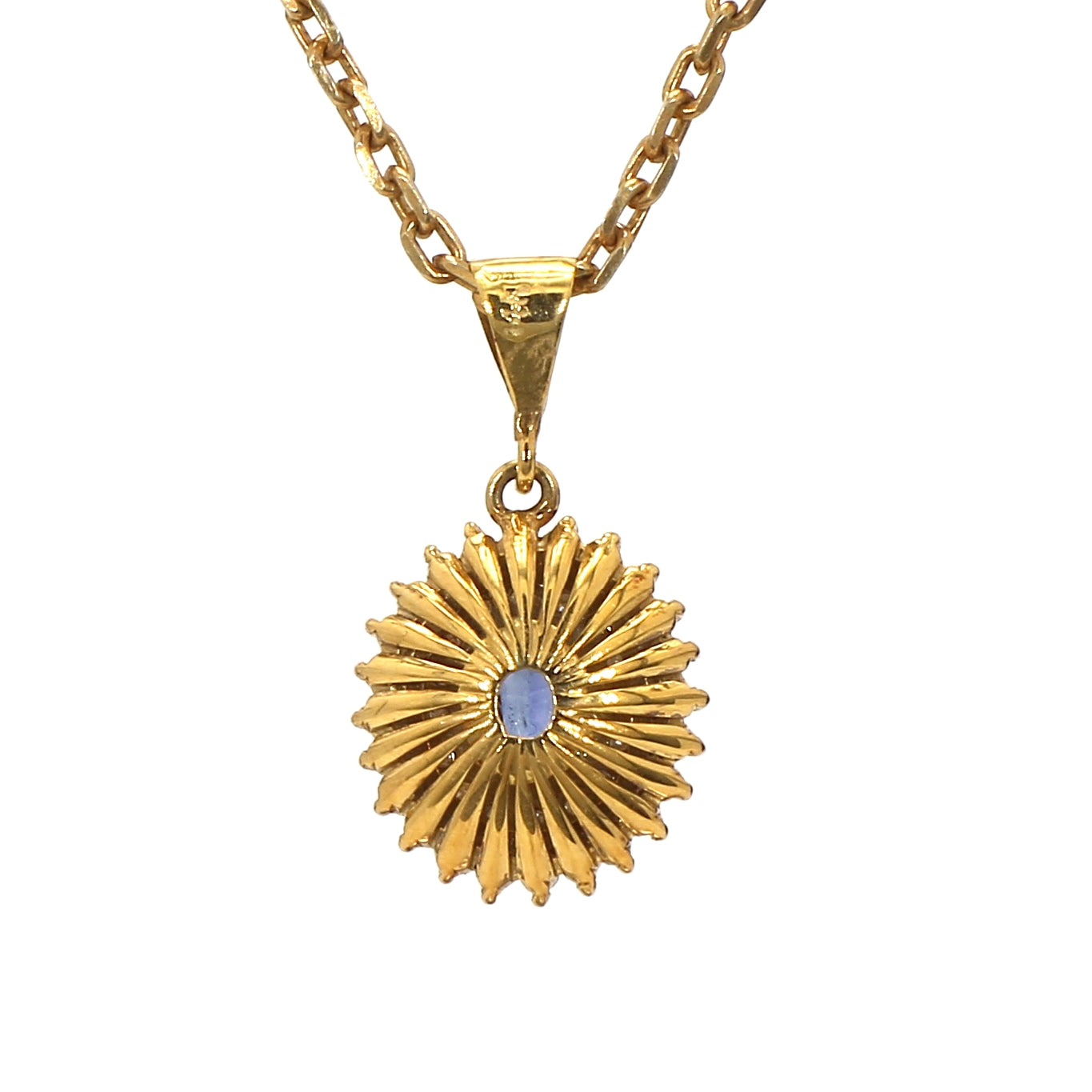 14K Yellow Gold Blue Sapphire and Diamond Pendant