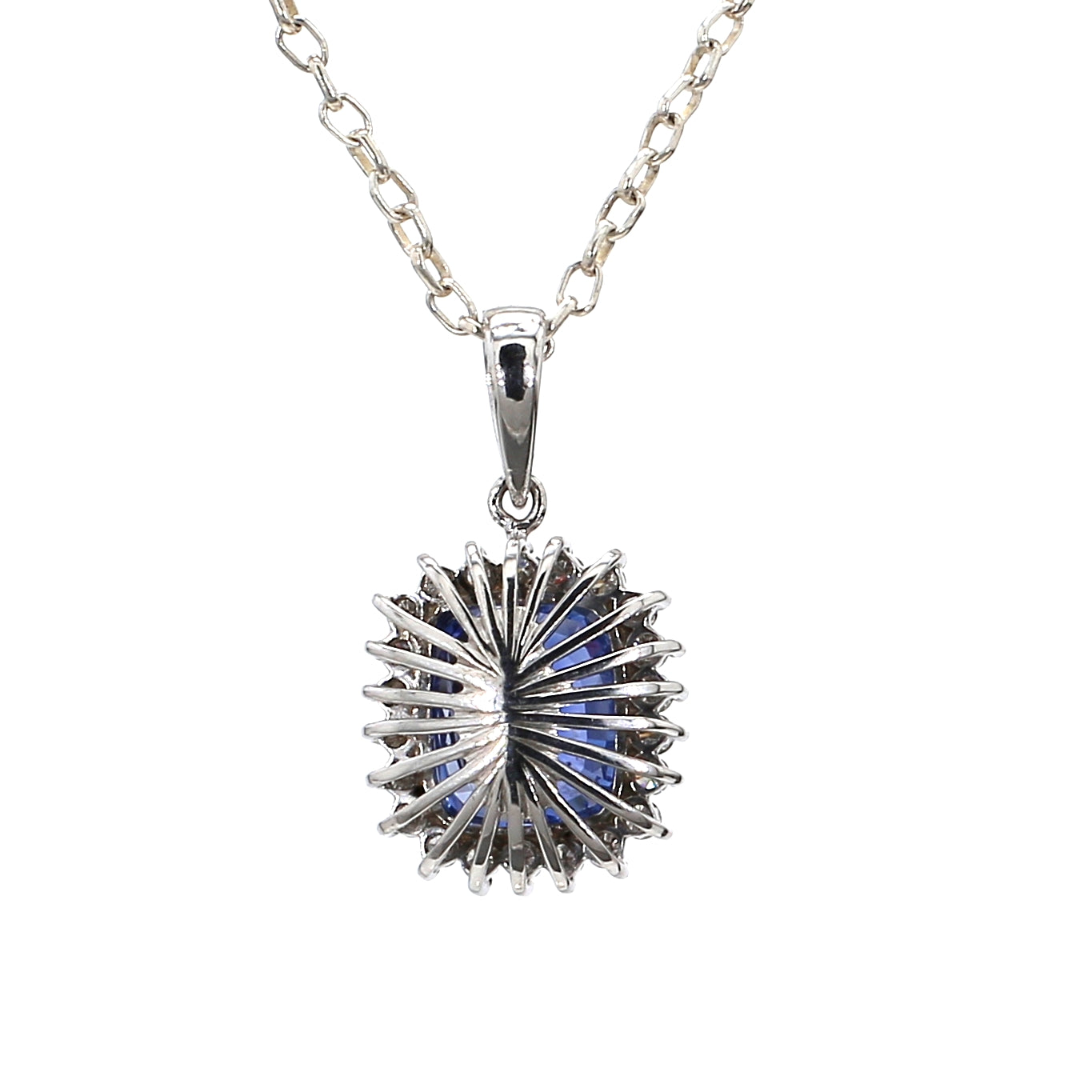 Diamond Round Blue Sapphire Pendant