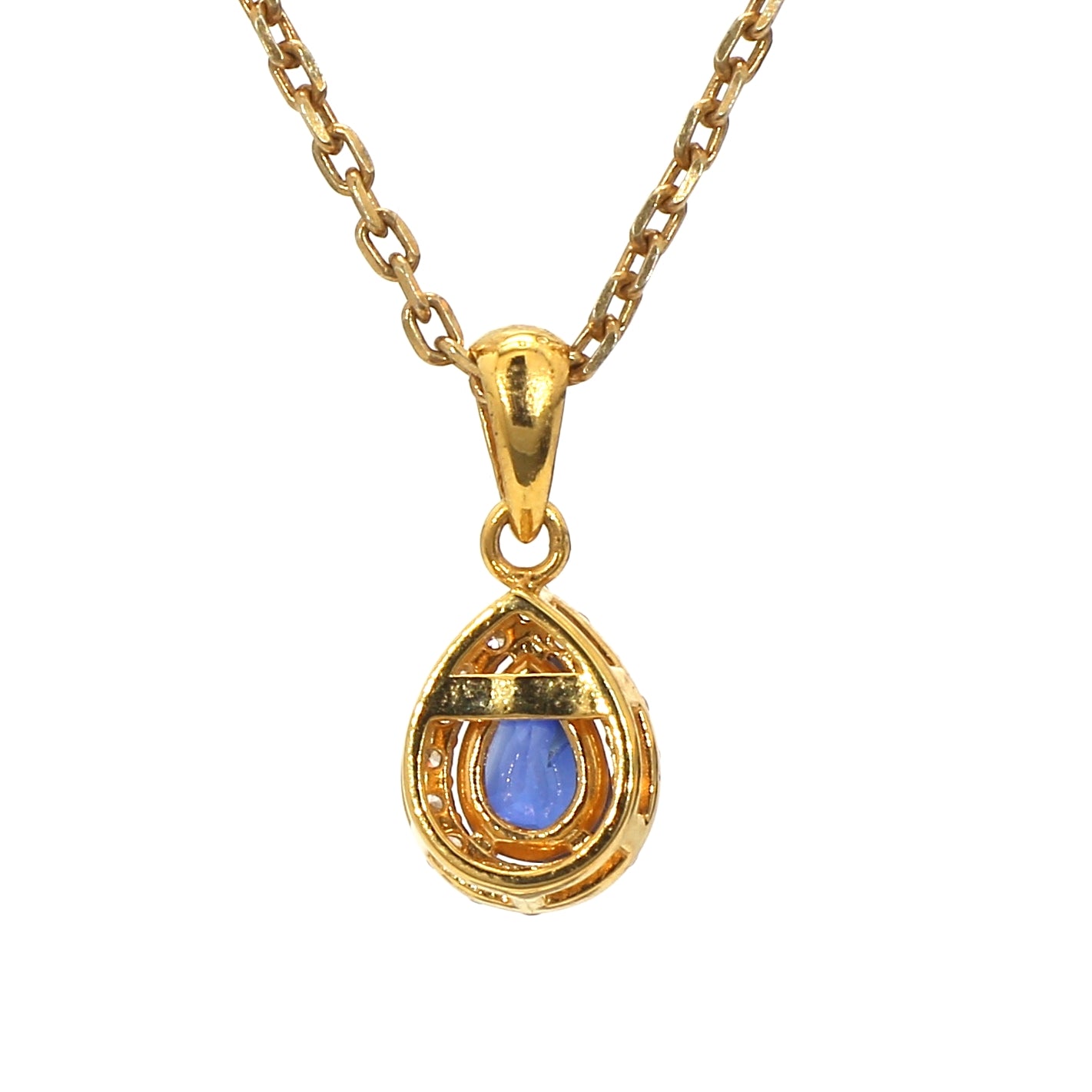18K Blue Sapphire Yellow Gold Pendant