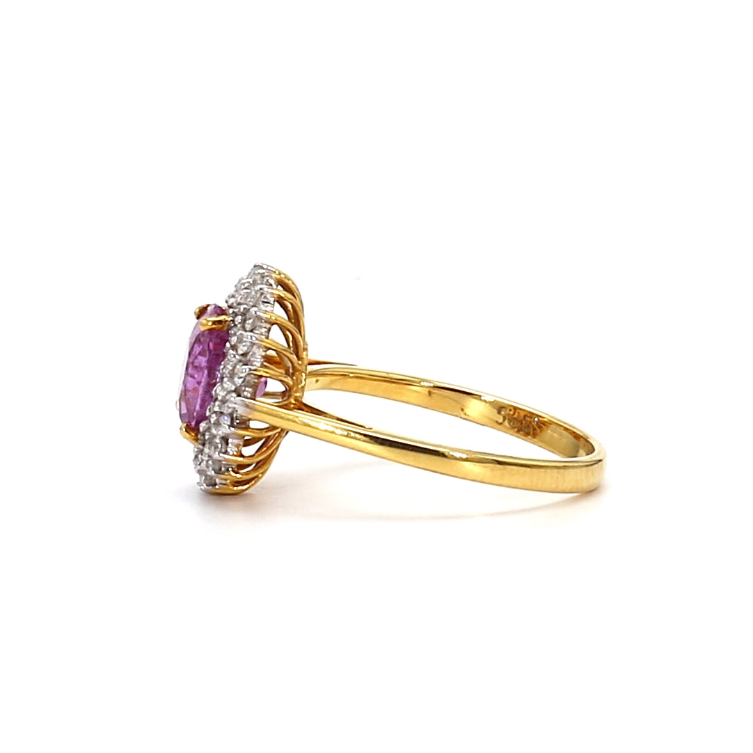 18K Gold Pink Sapphire Ring – Elegant Romance in Blush and Gold