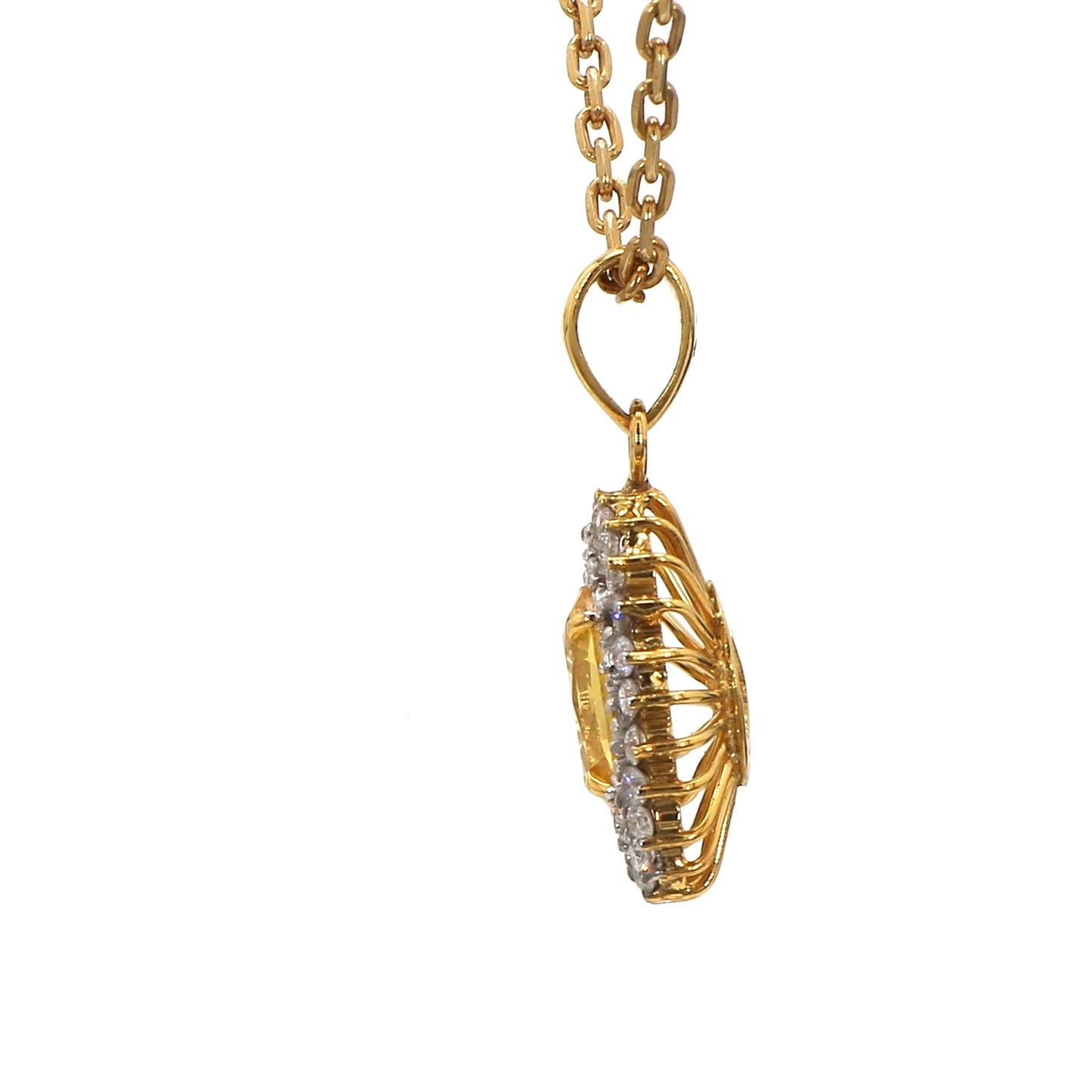 18K Yellow Gold Oval Yellow Sapphire Pendant