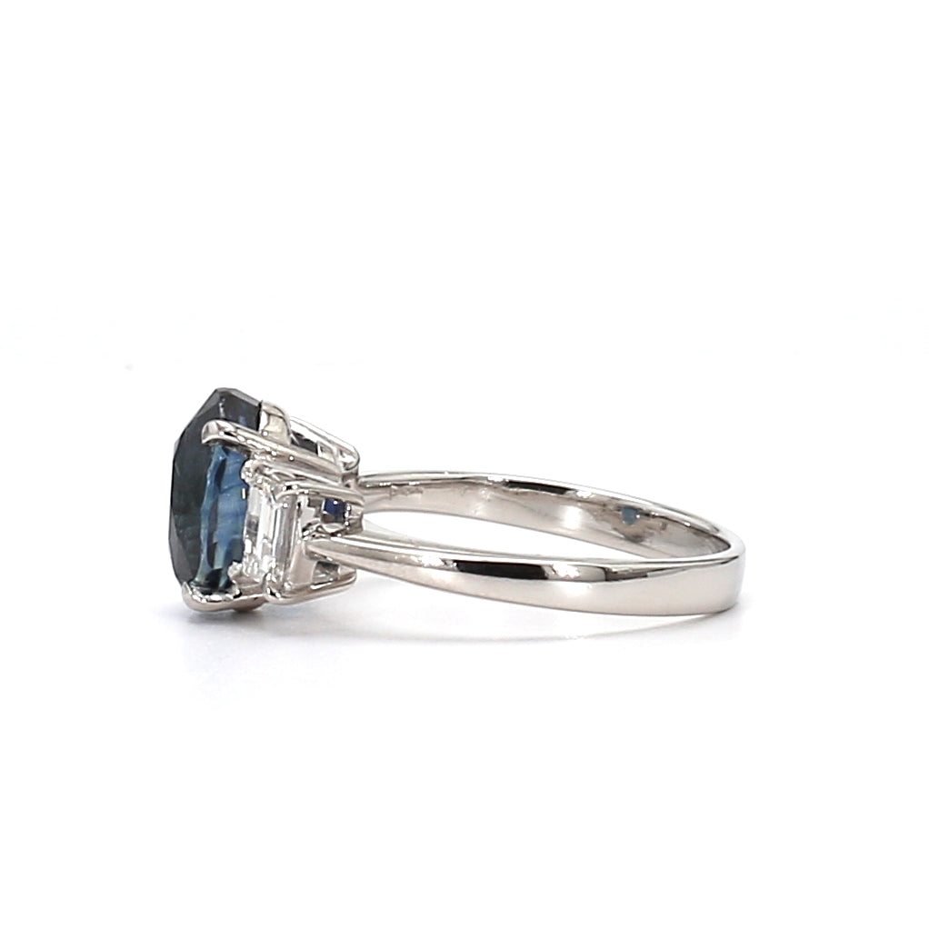 RING27-Oval Sapphire and Diamond Engagement Ring