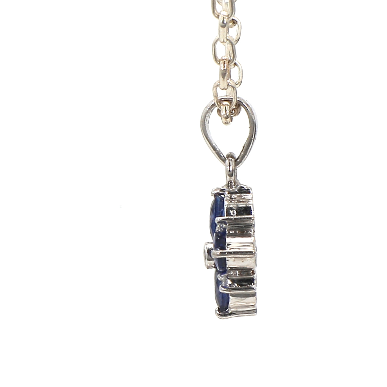 Diamond Round Blue Sapphire Pendant: