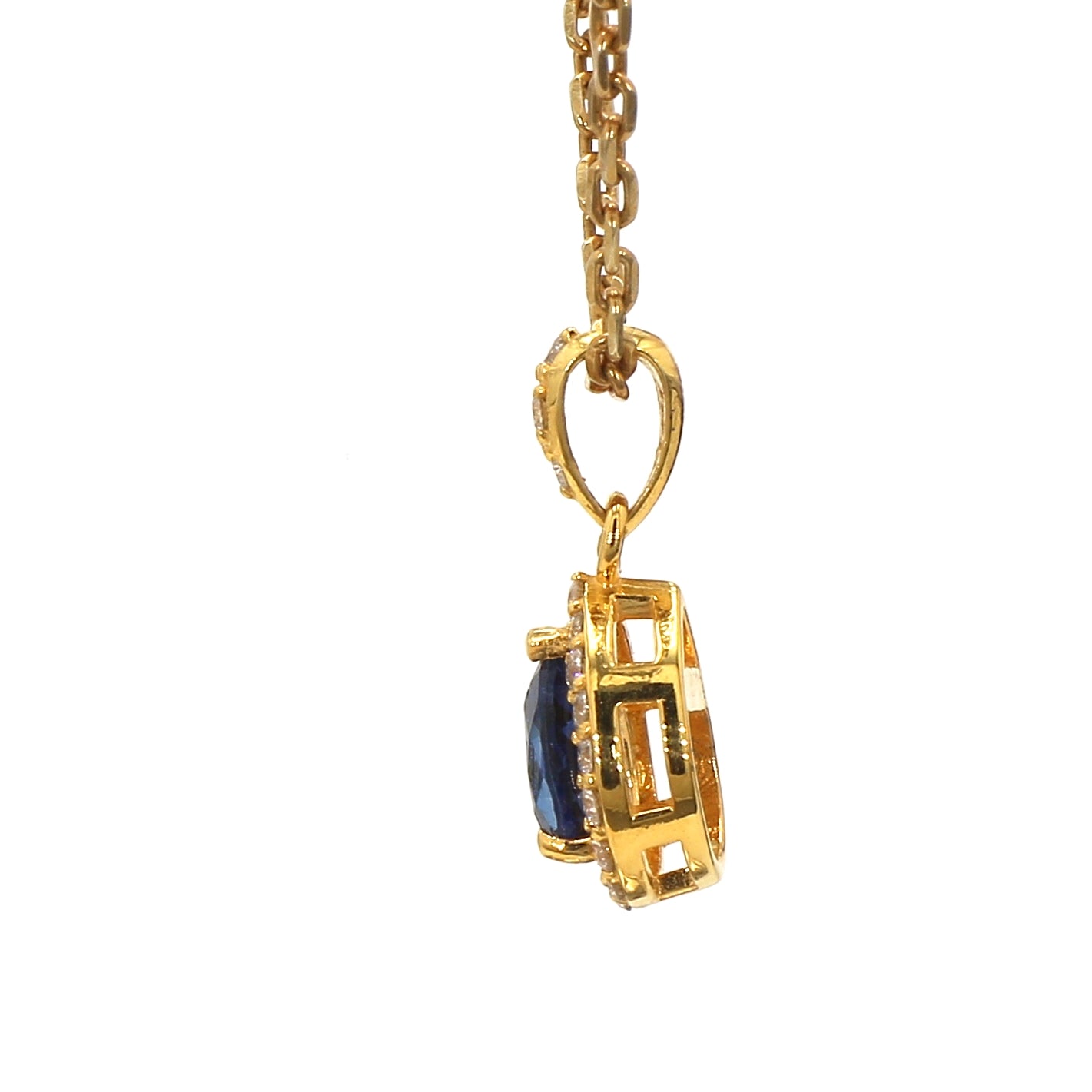 18K Blue Sapphire Yellow Gold Pendant