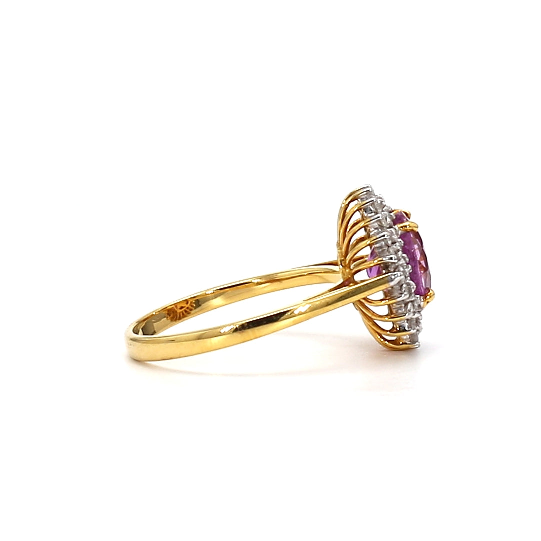 18K Gold Pink Sapphire Ring – Elegant Romance in Blush and Gold