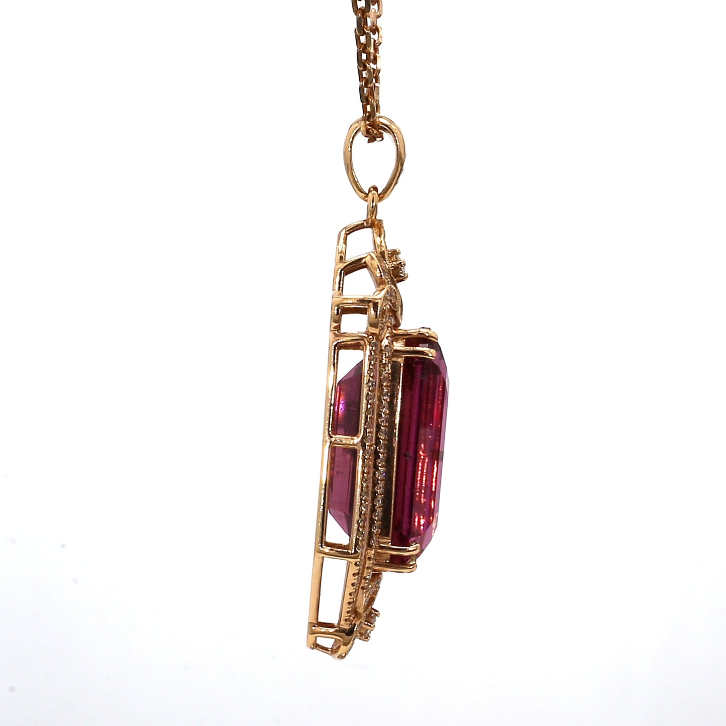 18K Rose Gold Light Ruby and Diamond Pendant