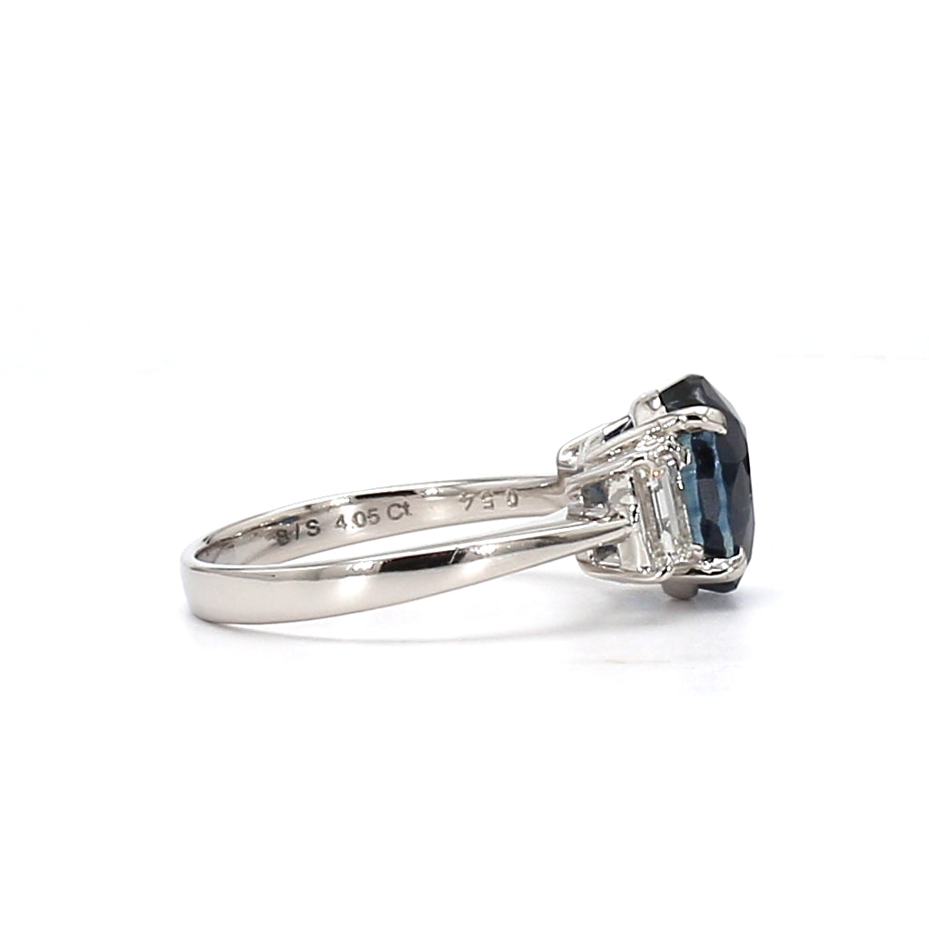 RING27-Oval Sapphire and Diamond Engagement Ring