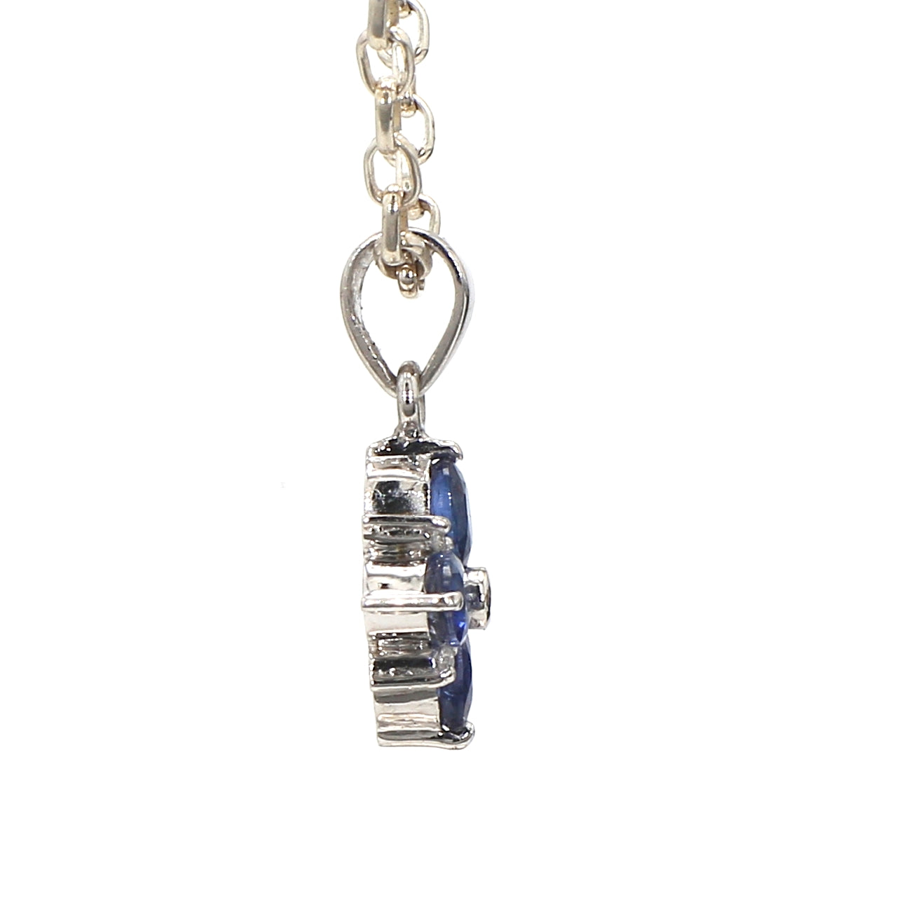 Diamond Round Blue Sapphire Pendant: