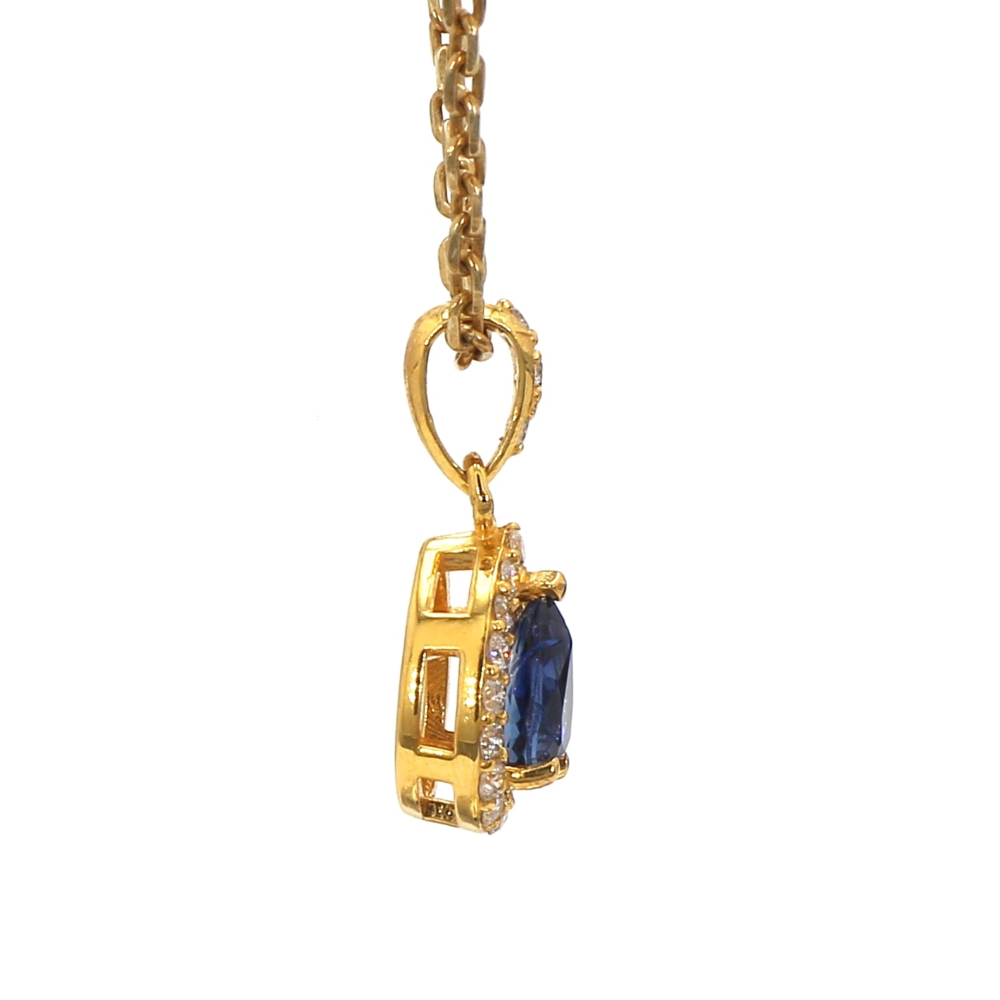 18K Blue Sapphire Yellow Gold Pendant
