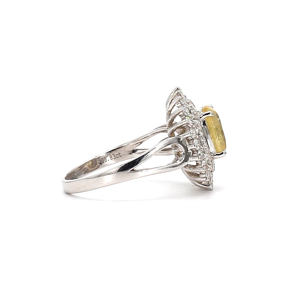 18K Diamond and Rectangular Yellow Sapphire Ring – A Bold Statement of Luxury