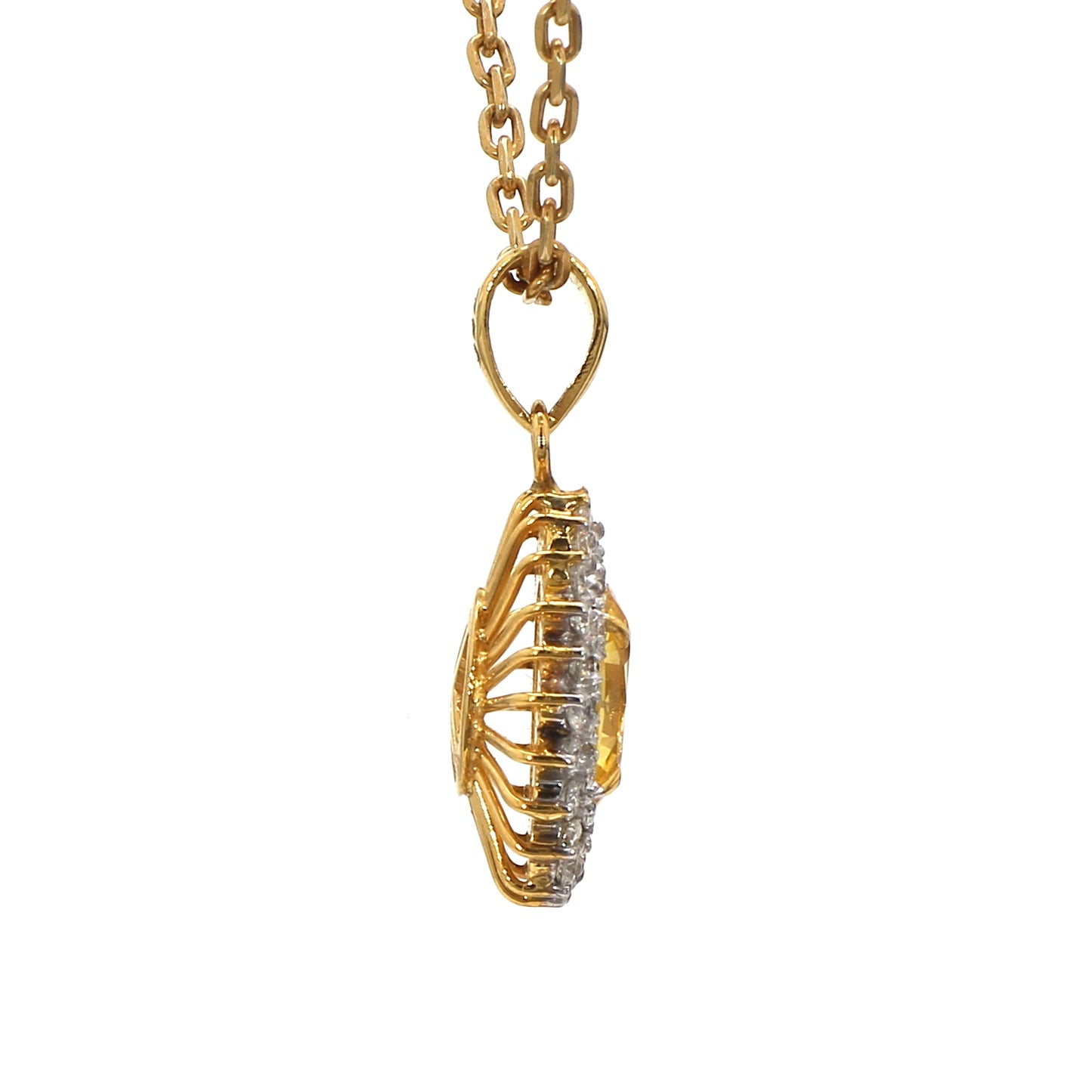 18K Yellow Gold Oval Yellow Sapphire Pendant