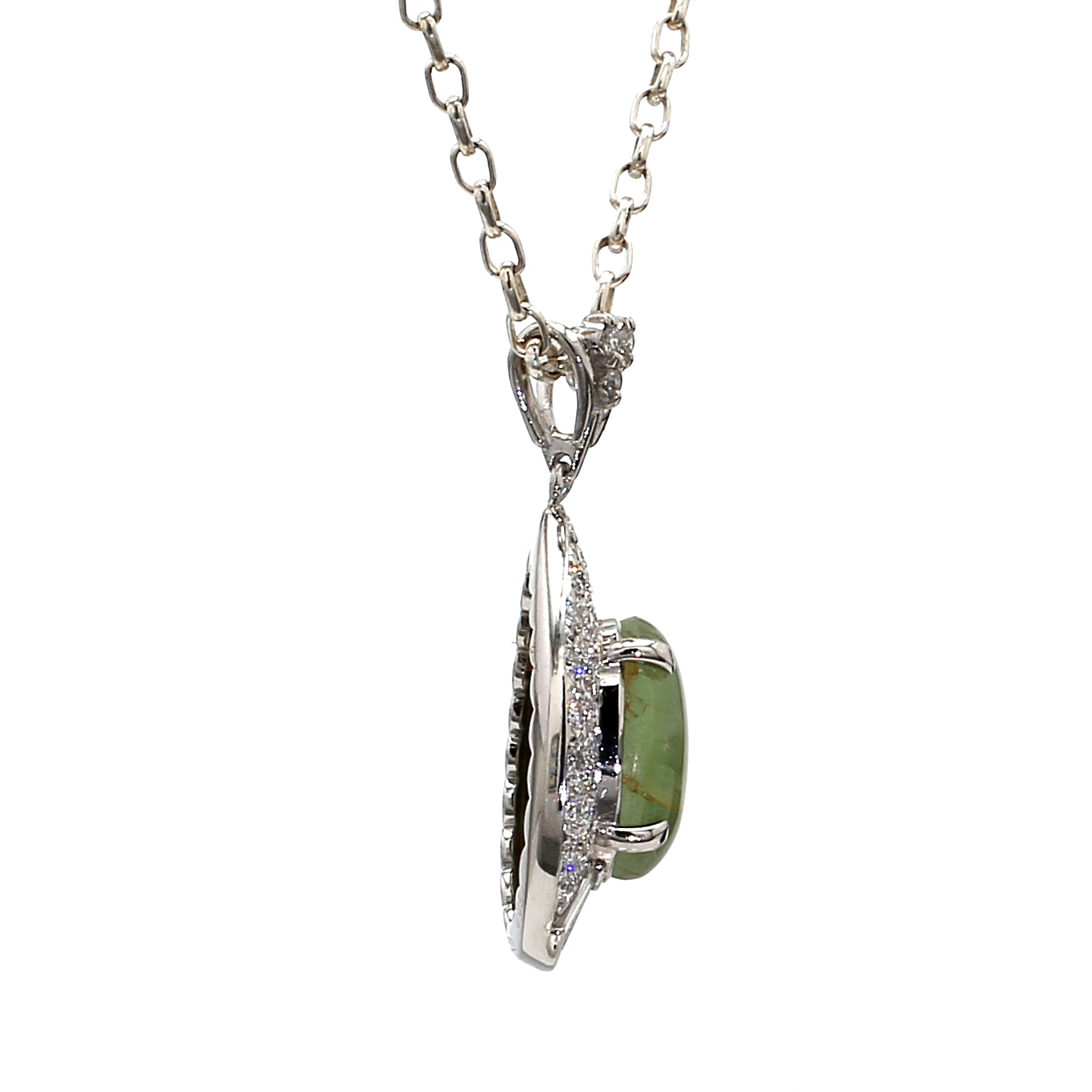 PEN38-Captivating Pear-Shaped Chrysoberyl Cat's Eye and Diamond Pendant