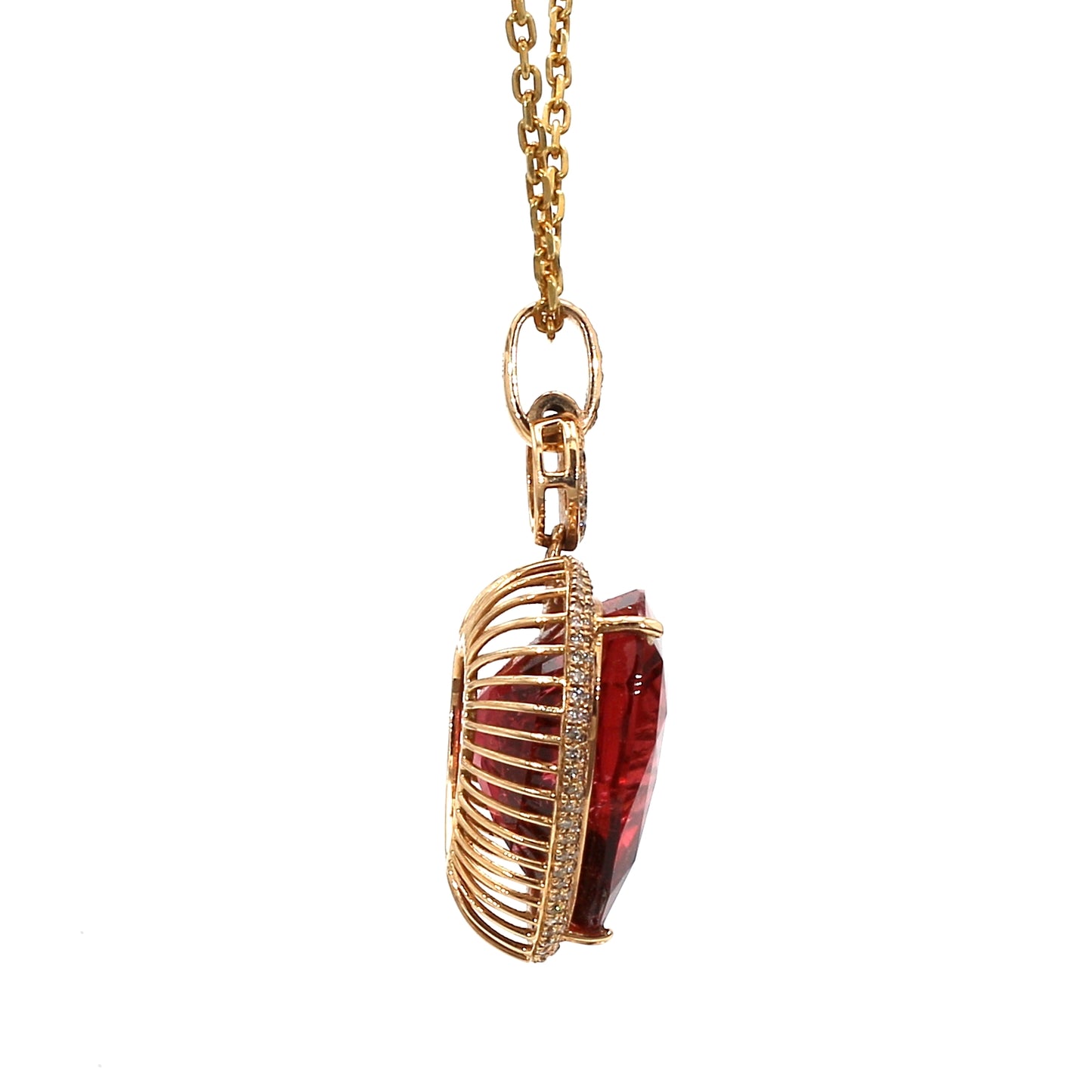 18K Rose Gold Ruby Light Heart-Shaped Pendant
