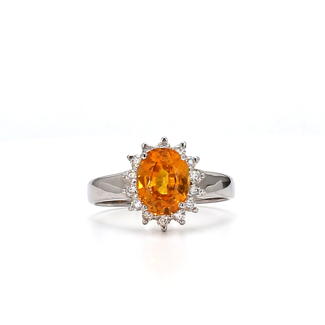 Diamond and Orange Sapphire Ring – A Bold and Radiant Luxury