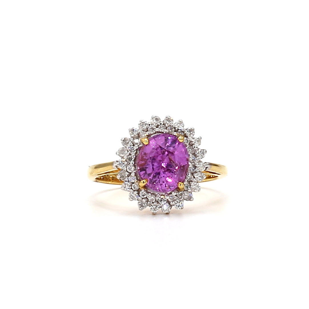 18K Gold Pink Sapphire Ring – Elegant Romance in Blush and Gold