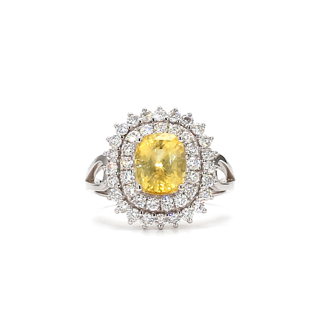 18K Diamond and Rectangular Yellow Sapphire Ring – A Bold Statement of Luxury