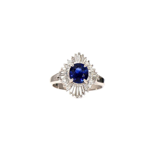Art Deco Revival: Sapphire and Diamond Sunburst Ring