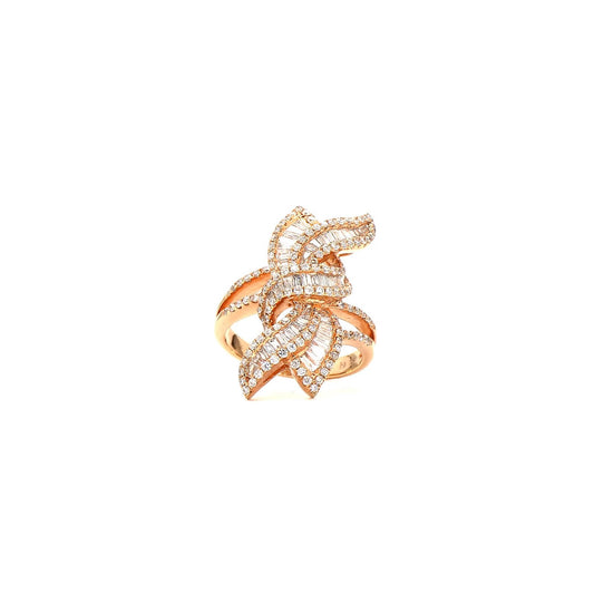 Baguette Brilliance: Modern Floral Cocktail Ring