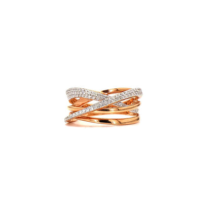 Interlaced Radiance: Rose Gold Crisscross Diamond Ring