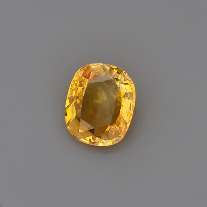 Vivid Yellow-Orange Cushion Cut Natural Sapphire