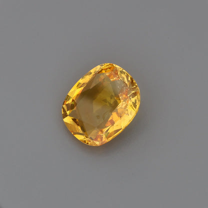 Vivid Yellow-Orange Cushion Cut Natural Sapphire