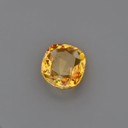 Vivid Yellow-Orange Cushion Cut Natural Sapphire