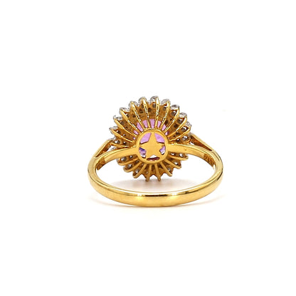 18K Gold Pink Sapphire Ring – Elegant Romance in Blush and Gold