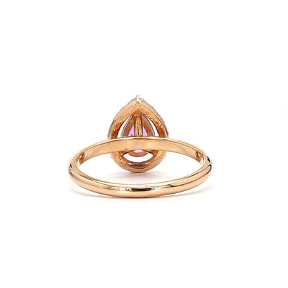 18K Gold Drop-Shaped Pink Sapphire Ring – Graceful Elegance in Every Curve