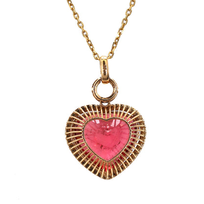18K Rose Gold Ruby Light  Heart-Shaped Pendant