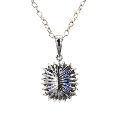 Diamond Round Blue Sapphire Pendant