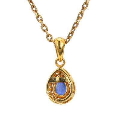 18K Blue Sapphire Yellow Gold Pendant