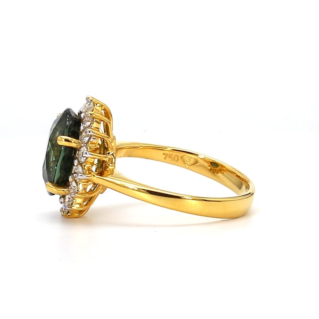 18K Gold Round Tourmaline Ring – Vibrant Color Meets Classic Elegance