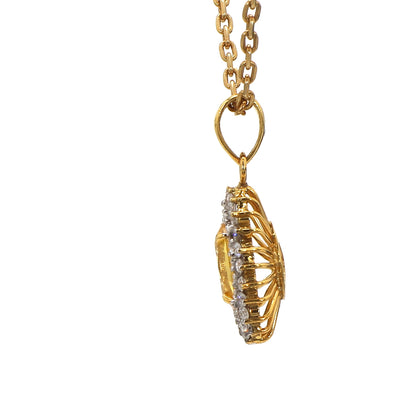 18K Yellow Gold Oval Yellow Sapphire Pendant