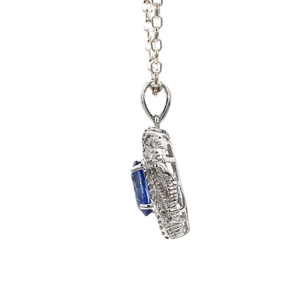 18K Gold Blue Sapphire and Diamond Pendant