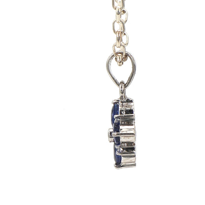 Diamond Round Blue Sapphire Pendant: