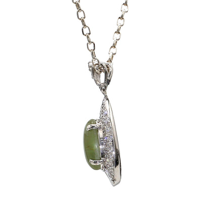 PEN38-Captivating Pear-Shaped Chrysoberyl Cat's Eye and Diamond Pendant