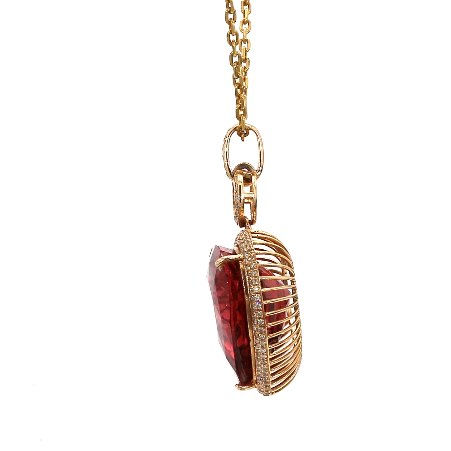18K Rose Gold Ruby Light  Heart-Shaped Pendant