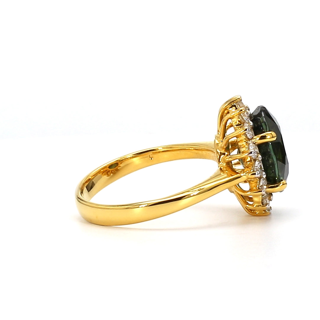 18K Gold Round Tourmaline Ring – Vibrant Color Meets Classic Elegance