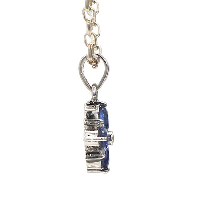 Diamond Round Blue Sapphire Pendant: