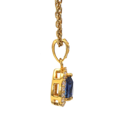 18K Blue Sapphire Yellow Gold Pendant