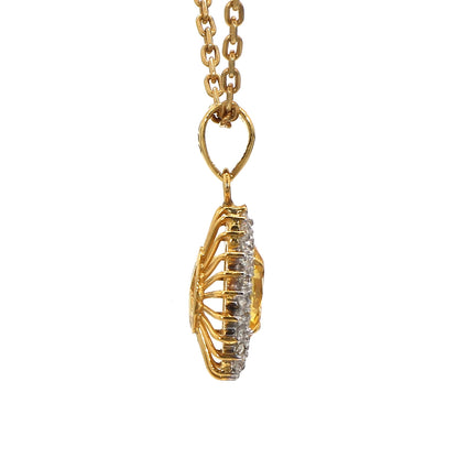 18K Yellow Gold Oval Yellow Sapphire Pendant
