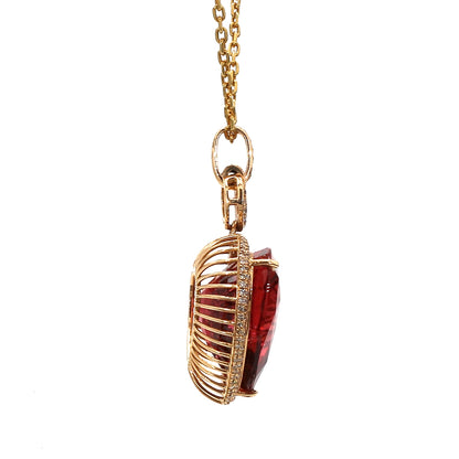 18K Rose Gold Ruby Light  Heart-Shaped Pendant