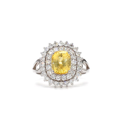 18K Diamond and Rectangular Yellow Sapphire Ring – A Bold Statement of Luxury